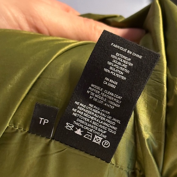 Theory Bright Green size P puffer trench coat with belt like new - Picture 3 of 8